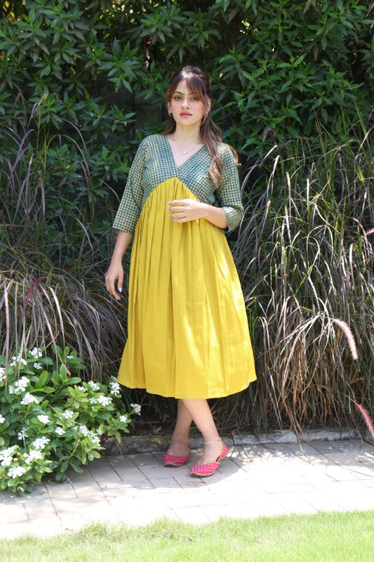 Mustard Ajarakh V Nack Summer Dress