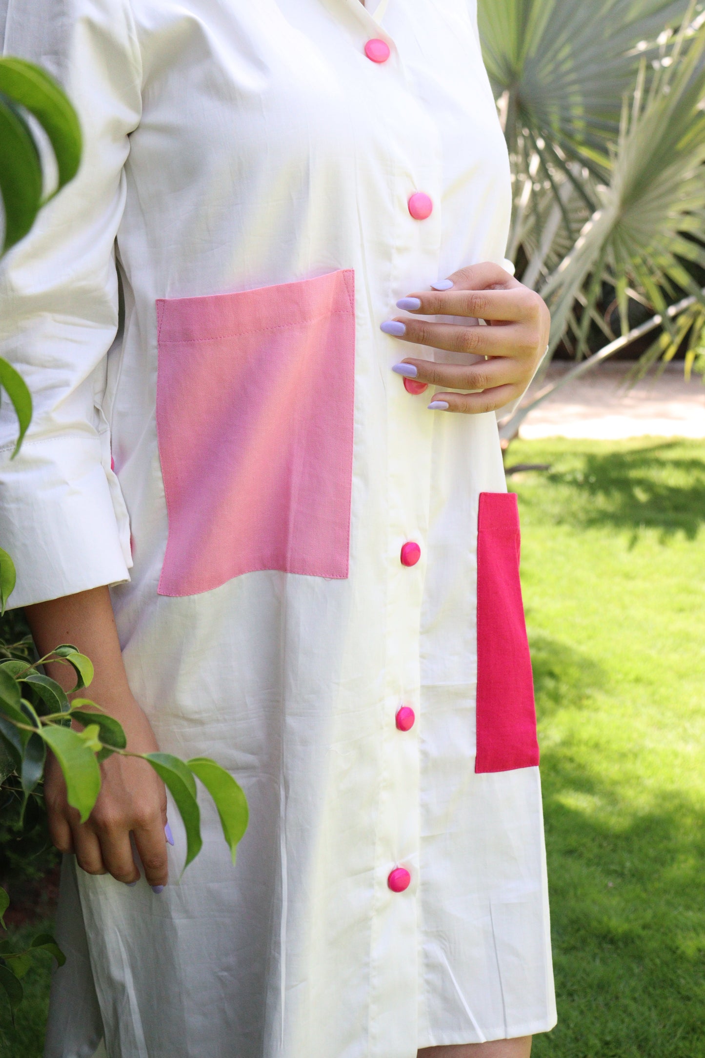 Summer Shirt Dress - Pastel Pink & Rani Pink