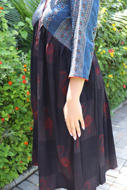 Black Ajarakh V Nack Summer Dress