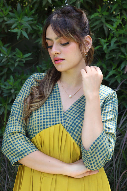 Mustard Ajarakh V Nack Summer Dress