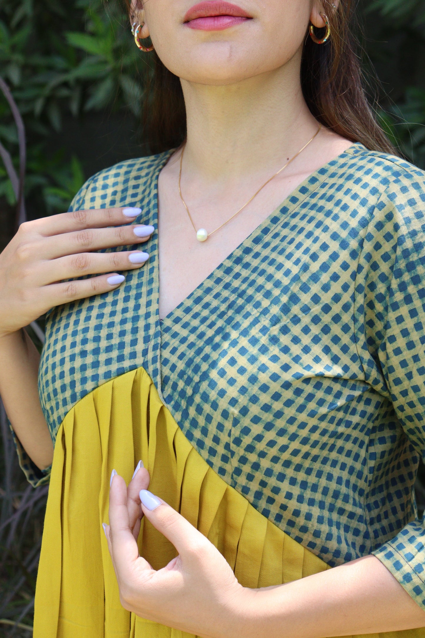 Mustard Ajarakh V Nack Summer Dress