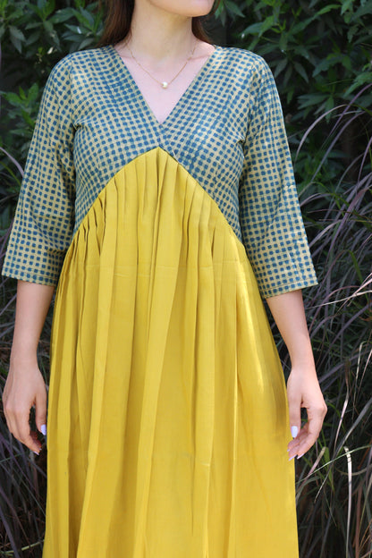 Mustard Ajarakh V Nack Summer Dress