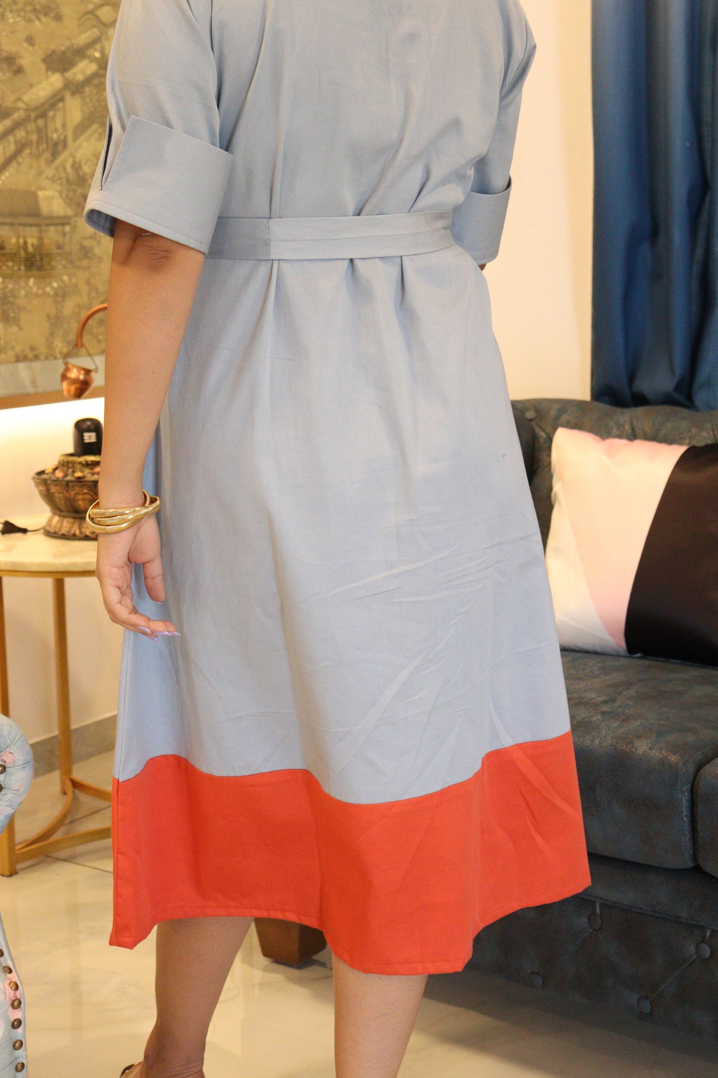 Colour Block Sift Shirt Dress